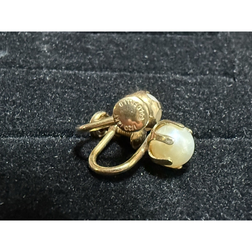 Vintage 12 Karat Gold Filled Cultured Pearl Screw Back Earrings - Picture 3 of 6